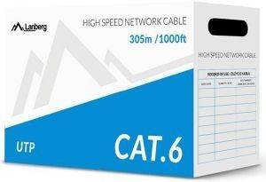 LANBERG UTP SOLID CABLE CCA CAT.6 305M GREY