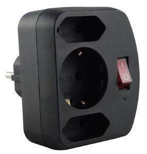 REV COMBI ADAPTER 2+1SOCKET BLACK