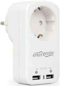 ENERGENIE EG-ACU2-01-W SINGLE AC SOCKET PASS-THROUGH USB CHARGER X2 2.1A WHITE ENERGENIE EG-ACU2-01-W SINGLE AC SOCKET PASS-THROUGH USB CHARGER X2 2.1A WHITE