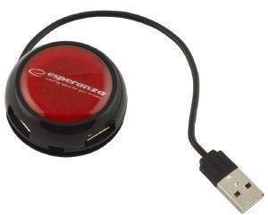 ESPERANZA EA135R YOYO 4-PORT HUB USB 2.0 RED ESPERANZA EA135R YOYO 4-PORT HUB USB 2.0 RED