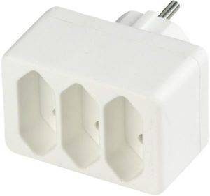 REV 3-WAY EURO PLUG ADAPTER WHITE REV 3-WAY EURO PLUG ADAPTER WHITE