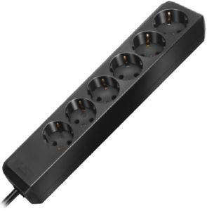 BRENNENSTUHL ECO LINE 6 SOCKET BLACK NO SWITCH