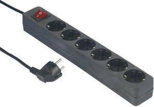 REV 6-WAY POWER STRIP   1.4M BLACK