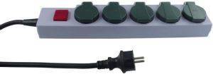 REV 5-WAY POWER STRIP OUTDOOR IP44   1.5M GREEN / BLUE