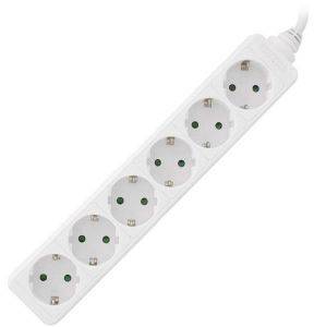 INLINE POWER STRIP 6 PORT 6X TYPE F GERMAN WITH CHILD SAFETY WHITE 1.5M