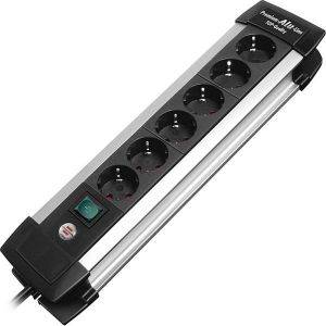 BRENNENSTUHL PREMIUM ALU LINE 6 SOCKET BLACK / SILVER  