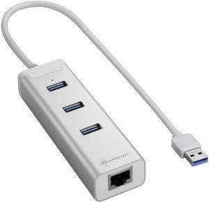 SHARKOON 3-PORT USB 3.0 ALUMINIUM HUB + RJ45 ETHERNET ADAPTER SILVER SHARKOON 3-PORT USB 3.0 ALUMINIUM HUB + RJ45 ETHERNET ADAPTER SILVER