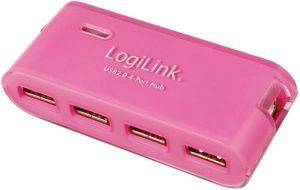 LOGILINK UA0087 USB2.0 4-PORT HUB WITH POWER SUPPLY PINK