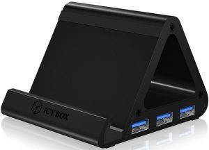 RAIDSONIC ICY BOX IB-AC6402 USB 3.0 ALUMINIUM HUB AND STAND FOR TABLETS/MOBILE PHONES