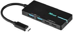 TRUST 20820 USB TYPE-C 4 PORTS USB3.0 HUB TRUST 20820 USB TYPE-C 4 PORTS USB3.0 HUB