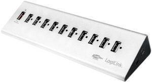 LOGILINK UA0226 USB 2.0 10+1 PORT HUB ALUMINUM WITH POWER SUPPLY