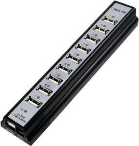 LOGILINK UA0096 USB2.0 10-PORT HUB WITH POWER SUPPLY BLACK