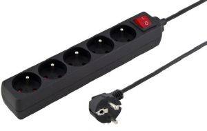 ESPERANZA TL130 TITANUM 5-WAY SOCKET WITH SURGE PROTECTION AND GROUND PIN   1.5M BLACK