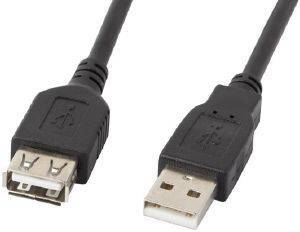 LANBERG EXTENSION CABLE USB 2.0 AM-AF BLACK 1.8M