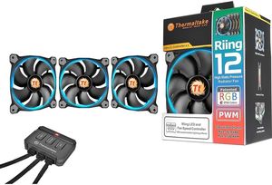 THERMALTAKE RIING 12 LED RGB 256 COLORS HIGH STATIC PRESSURE LED RADIATOR 120MM FAN (3-PACK)
