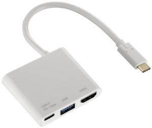 HAMA 135728 3IN1 USB-C MULTIPORT ADAPTER FOR USB 3.1, HDMI AND USB-C (DATA + POWER)