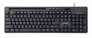 GEMBIRD KB-UM-108 MULTIMEDIA KEYBOARD WITH PHONE STAND, BLACK, US-LAYOUT