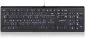 PERIXX PERIBOARD-324 WIRED BACKLIT SCISSOR USB KEYBOARD WITH TWO HUBS