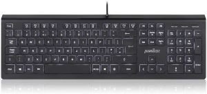 PERIXX PERIXX PERIBOARD-324 WIRED BACKLIT SCISSOR USB KEYBOARD WITH TWO HUBS