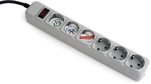 GEMBIRD SPG6-B-6C POWER CUBE SURGE PROTECTOR 6 SOCKETS 1.8M GREY  