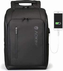 AOKING DUAL LAPTOP EXPANDABLE BACKPACK ANTITHEFT SN77886 BLACK