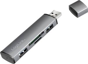 LOGILINK UA0394 USB 3.2 2-PORT HUB WITH CARD READERS WITH ALUMINIUM CASE