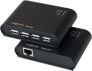 LOGILINK UA0230 USB 2.0 CAT.5 EXTENDER UP TO 50M WITH 4-PORT HUB