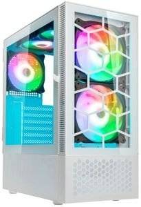 CASE KOLINK OBSERVATORY MX GLASS ARGB MIDI TOWER CASE - WHITE WITH 5 ARGB FANS - 2X140MM & 3X120MM