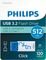 PHILIPS CLICK SERIES 512GB USB 3.2 TYPE-C FLASH DRIVE OTG OCEAN BLUE FM51FD175B/00