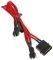 BITFENIX MOLEX TO 3X 3-PIN ADAPTER 20CM - SLEEVED RED/BLACK