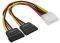 INLINE 4-PIN MOLEX POWER Y-CABLE TO 2XSATA PO...
