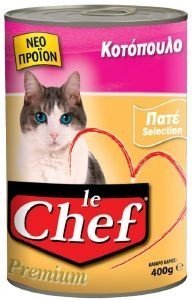 ΚΟΝΣΕΡΒΑ ΓΑΤΑΣ LE CHEF PATE ΚΟΤΟΠΟΥΛΟ 400GR ΚΟΝΣΕΡΒΑ ΓΑΤΑΣ LE CHEF PATE ΚΟΤΟΠΟΥΛΟ 400GR