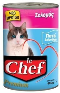 ΚΟΝΣΕΡΒΑ ΓΑΤΑΣ LE CHEF PATE ΣΟΛΟΜΟΣ 400GR ΚΟΝΣΕΡΒΑ ΓΑΤΑΣ LE CHEF PATE ΣΟΛΟΜΟΣ 400GR