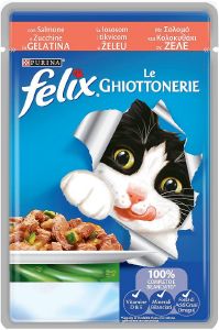 ΚΟΝΣΕΡΒΑ ΓΑΤΑΣ FELIX ΚΟΜΜΑΤΑΚΙΑ ΣΕ ΖΕΛΕ ΣΟΛΟΜΟ ΚΑΙ ΚΟΛΟΚΥΘΑΚΙΑ 100GR ΚΟΝΣΕΡΒΑ ΓΑΤΑΣ FELIX ΚΟΜΜΑΤΑΚΙΑ ΣΕ ΖΕΛΕ ΣΟΛΟΜΟ ΚΑΙ ΚΟΛΟΚΥΘΑΚΙΑ 100GR