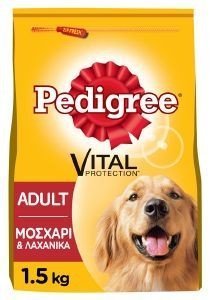 PEDIGREE ΤΡΟΦΗ PEDIGREE ADULT ΜΕ ΒΟΔΙΝΟ - ΛΑΧΑΝΙΚΑ 1.5KG