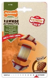 NYLABONE RAWHIDE KNOT BONE BEEF XS