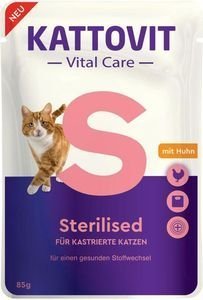 KATTOVIT ΦΑΚΕΛΑΚΙ ΓΑΤΑΣ KATTOVIT VITAL CARE STERILIZED ΚΟΤΟΠΟΥΛΟ 85GR