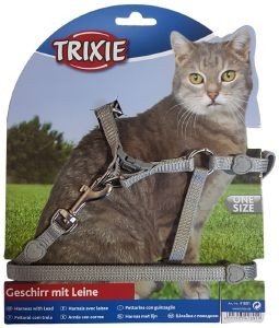 TRIXIE ΣΕΤ ΓΑΤΑΣ TRIXIE HARNESS WITH LEAD 26-37CM ΓΚΡΙ