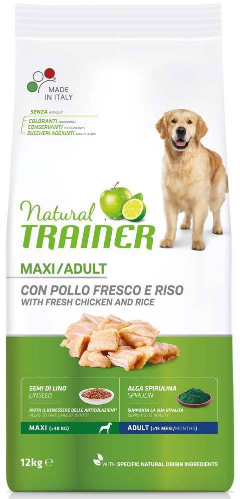 ΤΡΟΦΗ ΣΚΥΛΟΥ TRAINER NATURAL MAXI ADULT ΚΟΤΟΠΟΥΛΟ ΡΥΖΙ 12KG