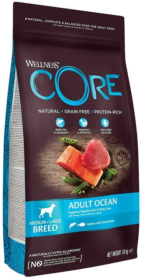 CORE ΤΡΟΦΗ ΣΚΥΛΟΥ WELLNESS CORE ADULT OCEAN ΣΟΛΩΜΟΣ - ΤΟΝΟΣ 1.8KG