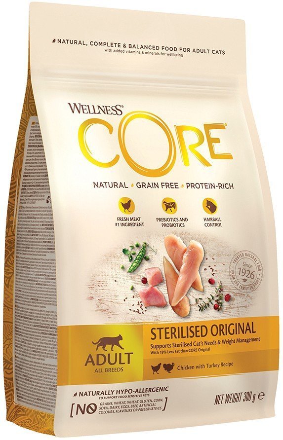 CORE ΤΡΟΦΗ ΓΑΤΑΣ WELLNESS CORE STERILIZED ΚΟΤΟΠΟΥΛΟ - ΓΑΛΟΠΟΥΛΑ 300GR