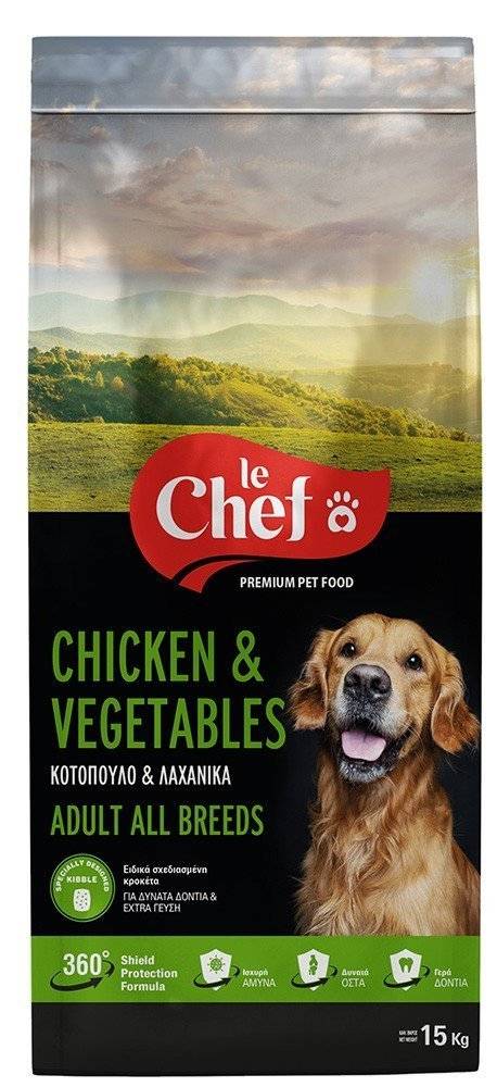 ΤΡΟΦΗ ΣΚΥΛΟΥ LE CHEF ΚΟΤΟΠΟΥΛΟ - ΛΑΧΑΝΙΚΑ 15KG
