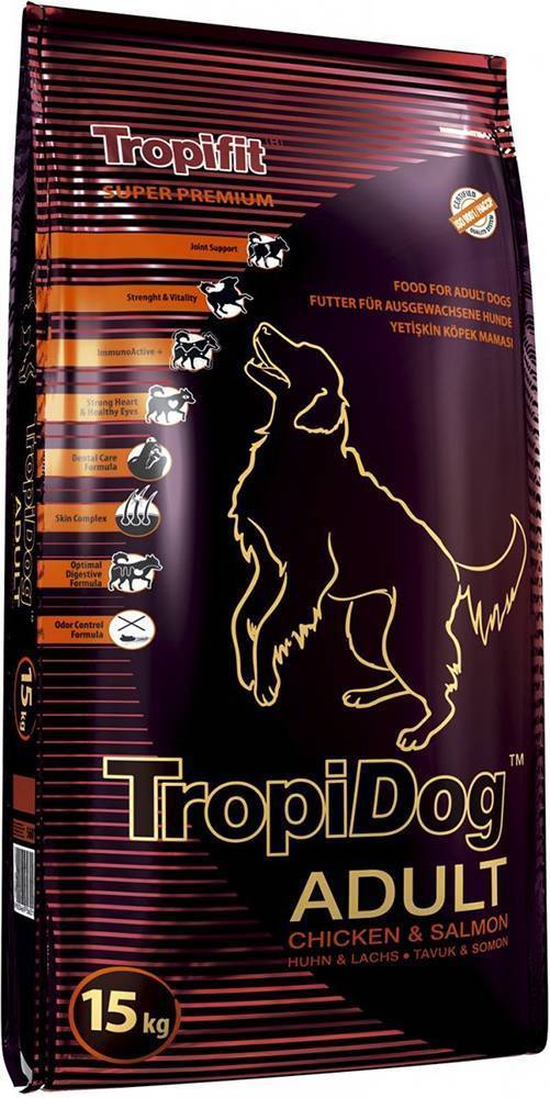 TROPIDOG ΤΡΟΦΗ ΣΚΥΛΟΥ TROPIDOG SUPER PREMIUM ADULT MEDIUM - LARGE BREEDS ΚΟΤΟΠΟΥΛΟ - ΣΟΛΩΜΟΣ 15KG