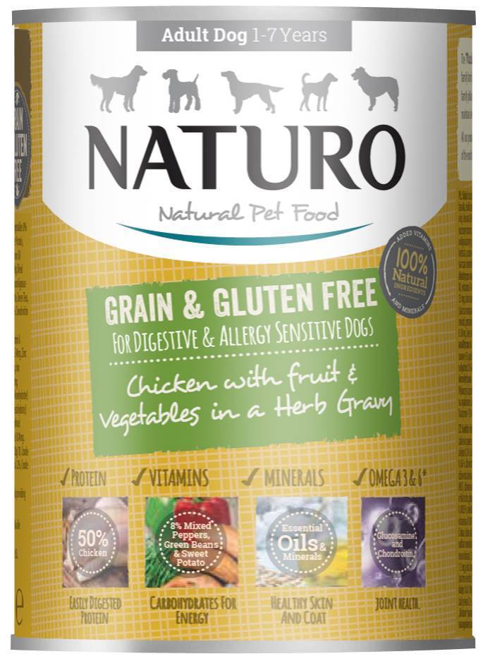 NATURO ΚΟΝΣΕΡΒΑ ΣΚΥΛΟΥ NATURO GRAIN - GLUTEN FREE ΚΟΤΟΠΟΥΛΟ-ΓΛΥΚΟΠΑΤΑΤΑ - ΛΑΧΑΝΙΚΑ 390GR