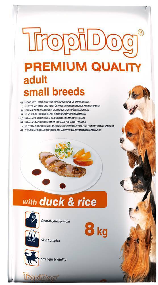 TROPIDOG ΤΡΟΦΗ ΣΚΥΛΟΥ TROPIDOG PREMIUM ADULT SMALL BREEDS ΠΑΠΙΑ - ΡΥΖΙ 8KG