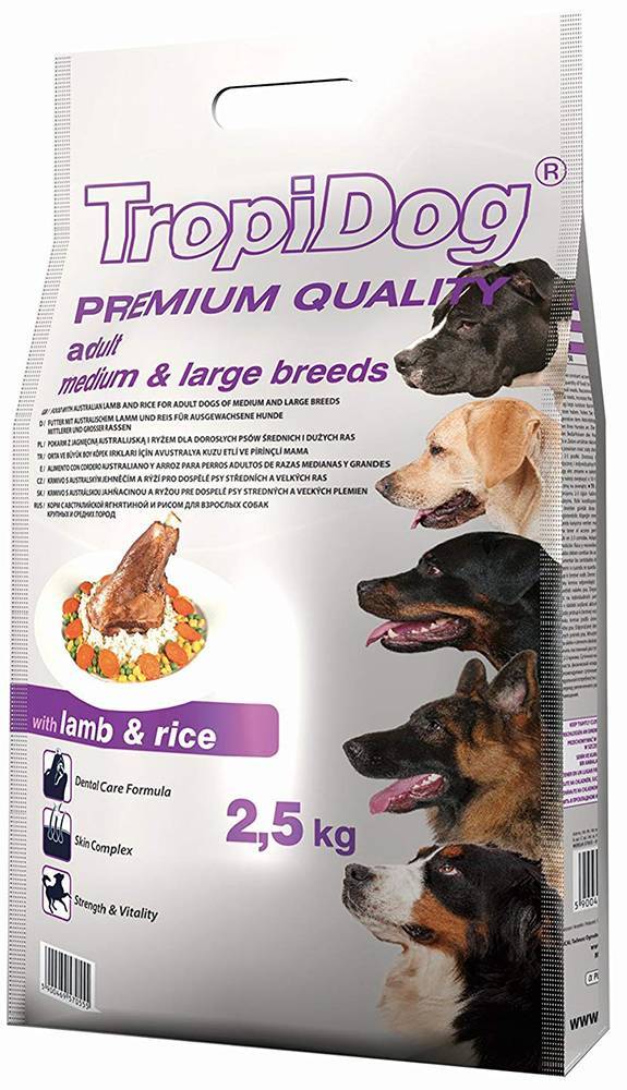ΤΡΟΦΗ ΣΚΥΛΟΥ TROPIDOG PREMIUM ADULT SMALL BREEDS ΑΡΝΙ - ΡΥΖΙ 2.5KG