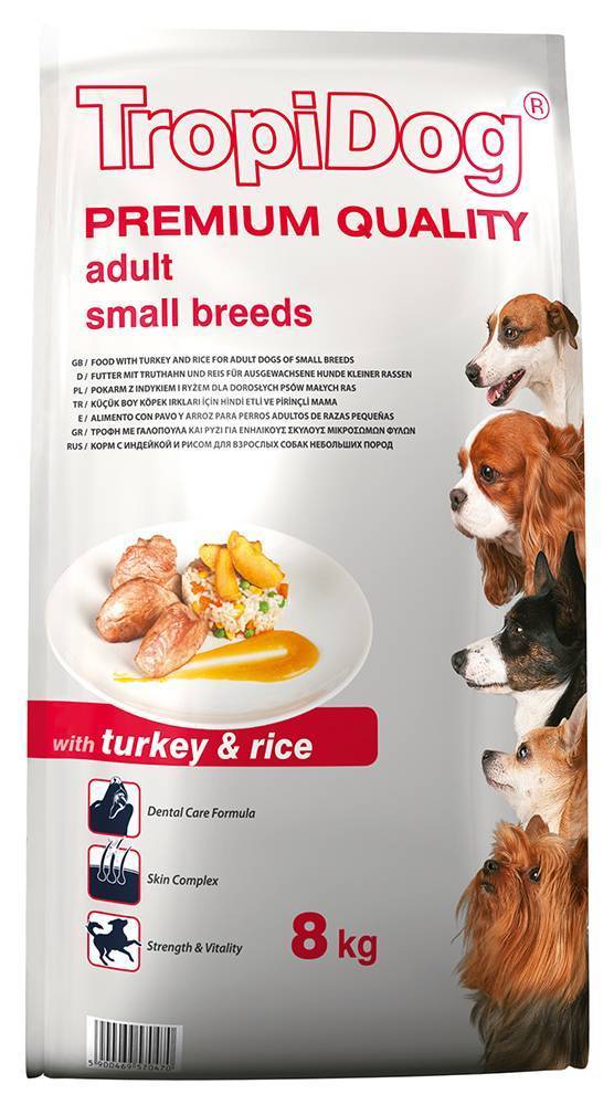 TROPIDOG ΤΡΟΦΗ ΣΚΥΛΟΥ TROPIDOG PREMIUM ADULT SMALL BREEDS ΓΑΛΟΠΟΥΛΑ - ΡΥΖΙ 8KG