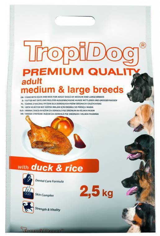 TROPIDOG ΤΡΟΦΗ ΣΚΥΛΟΥ TROPIDOG PREMIUM ADULT MEDIUM-LARGE BREEDS ΠΑΠΙΑ - ΡΥΖΙ 2.5KG