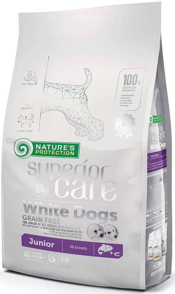 NATURES PROTECTION ΤΡΟΦΗ ΣΚΥΛΟΥ NATURE&#039;S PROTECTION GRAIN FREE JUNIOR ALL BREEDS ΣΟΛΟΜΟΣ ΓΙΑ ΛΕΥΚΟ ΤΡΙΧΩΜΑ 10KG