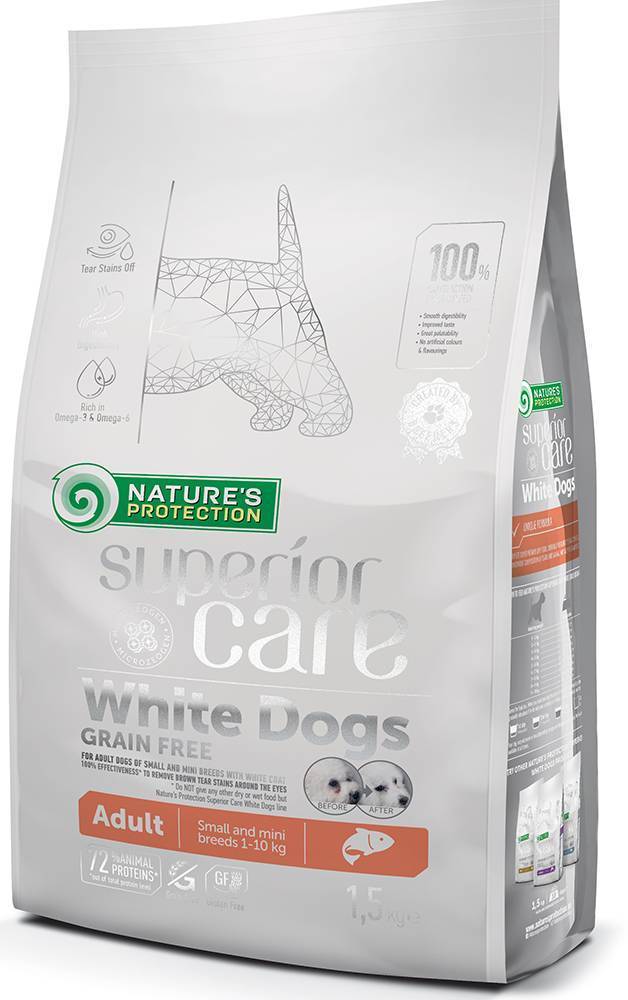 NATURES PROTECTION ΤΡΟΦΗ ΣΚΥΛΟΥ NATURE&#039;S PROTECTION GRAIN FREE ΑDULT SMALL BREED ΣΟΛΟΜΟΣ ΓΙΑ ΛΕΥΚΟ ΤΡΙΧΩΜΑ 10KG